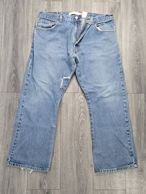 Levi’s 517 Bootcut Jeans Men’s 38x29 Light Wash Distressed Blue Denim Western.